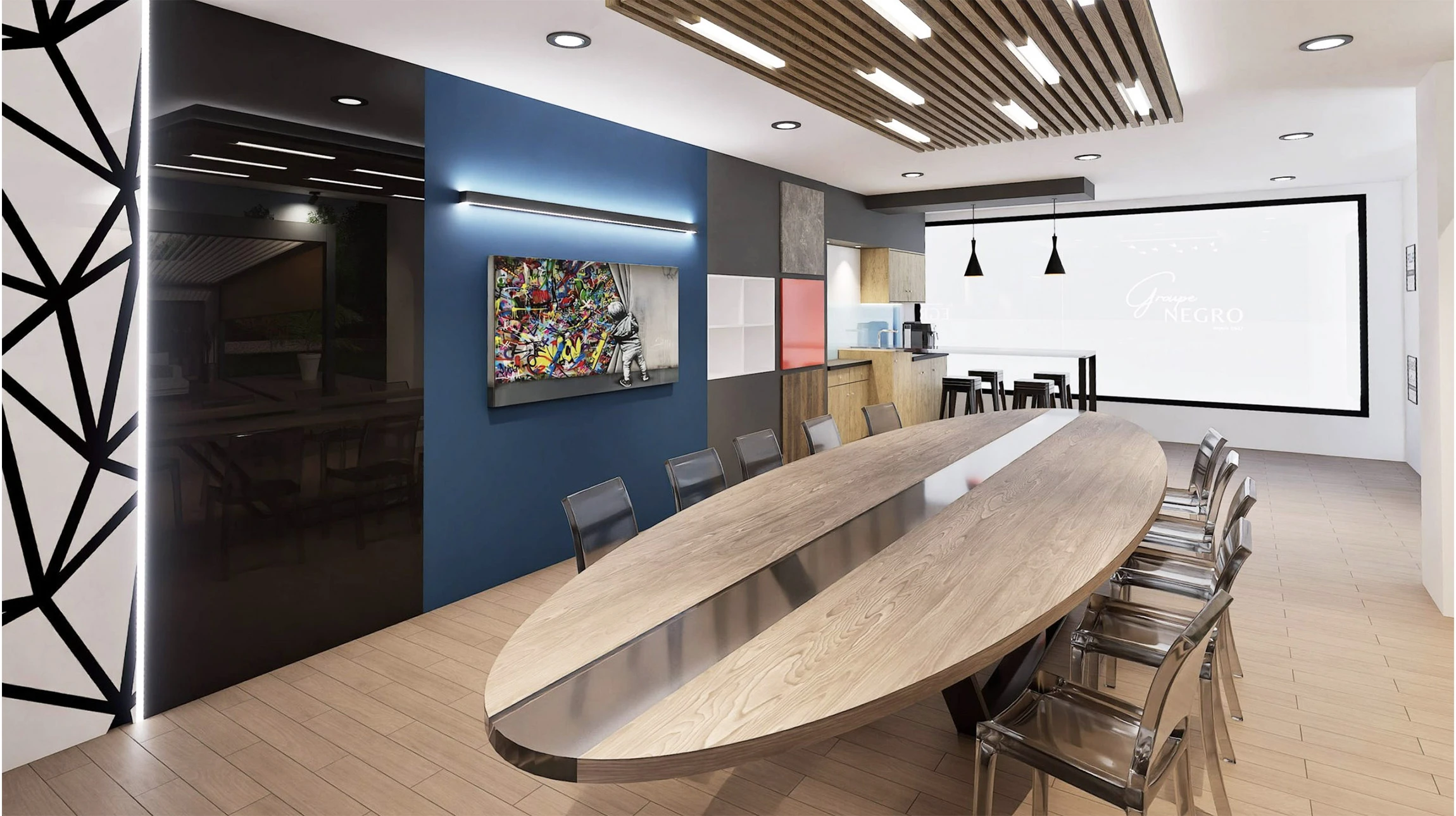 Intérieur d'une épicerie fine artisanale avec étagères en bois naturel présentant des produits locaux